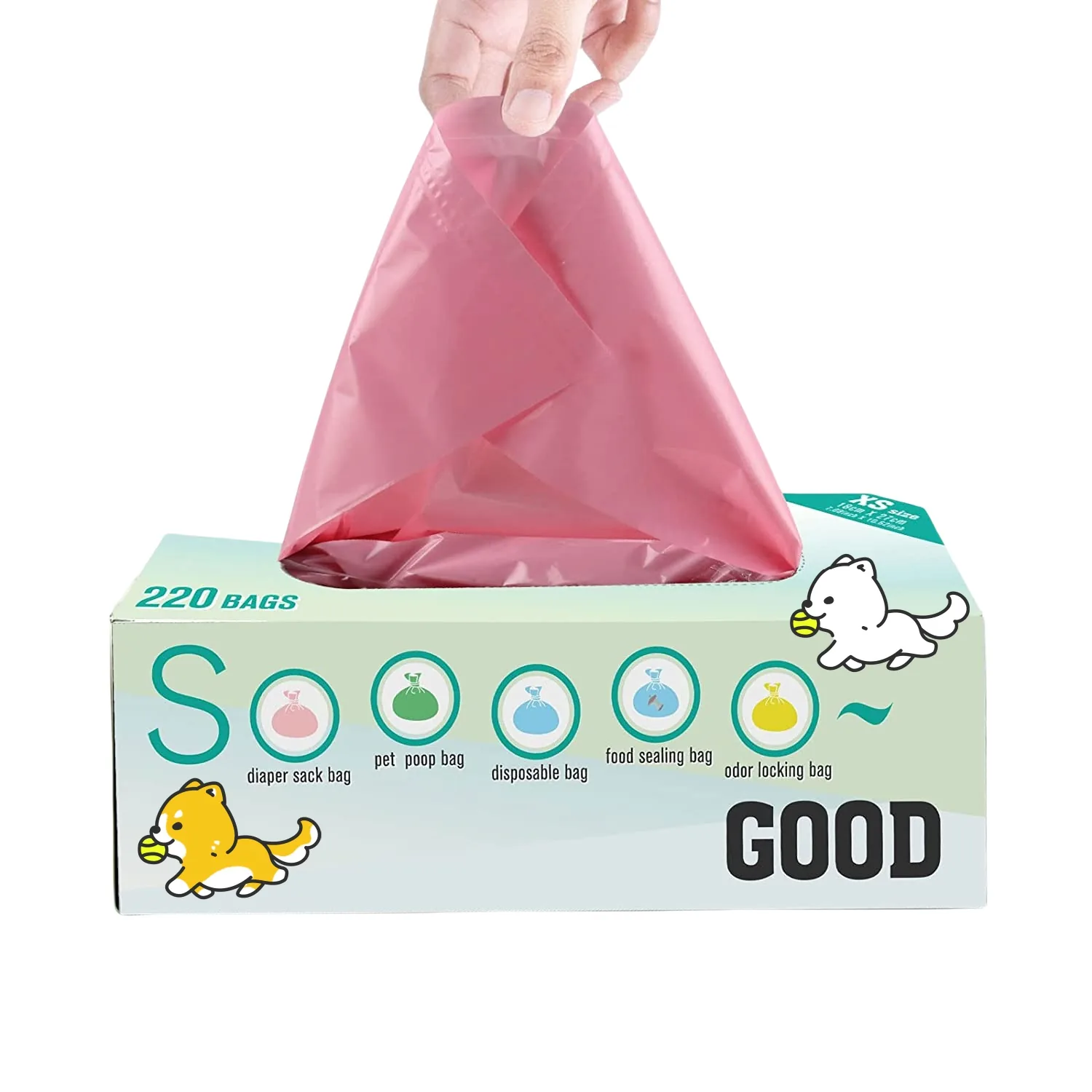 Custom logo Block EVOH High Barrier Odor Pet Waste Dog Poop Bags for Japan Market
