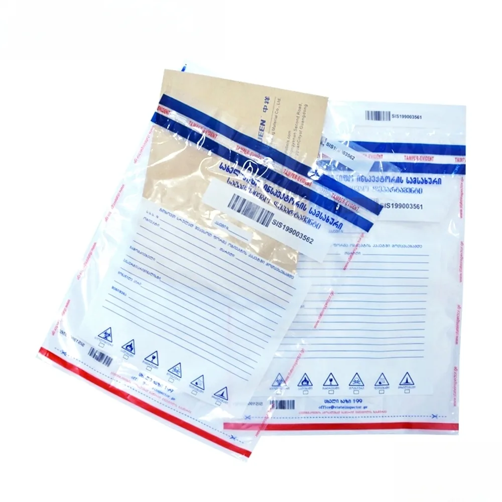 Custom Logo Printed Ldpe Plastic Seal Deposit Money Cash Locking Evidence Envelop Proof Tamper Evident Security Bag