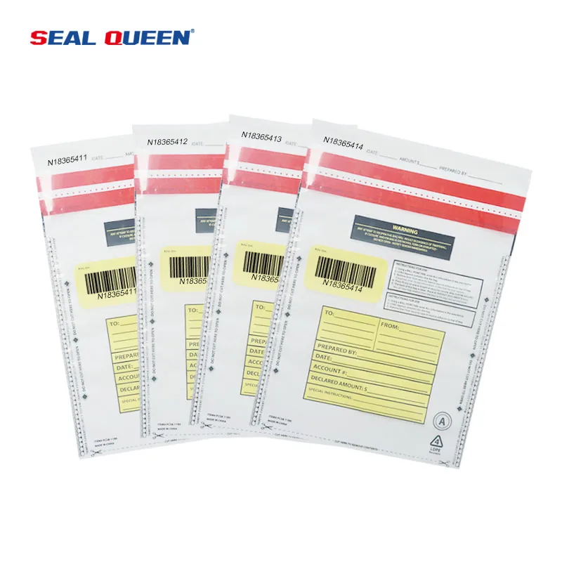 Custom Logo Printed Ldpe Plastic Seal Deposit Money Cash Locking Evidence Envelop Proof Tamper Evident Security Bag