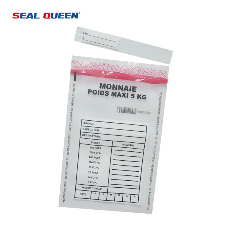 Custom Logo Printed Ldpe Plastic Seal Deposit Money Cash Locking Evidence Envelop Proof Tamper Evident Security Bag