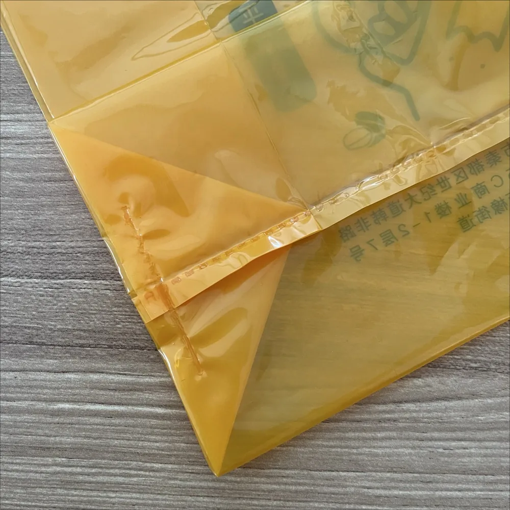 Custom Logo Reusable LDPE HDPE PE Clear Square Bottom Soft Loop Tote Bags Heavy Duty Restaurant Takeaway Food Packaging Custom