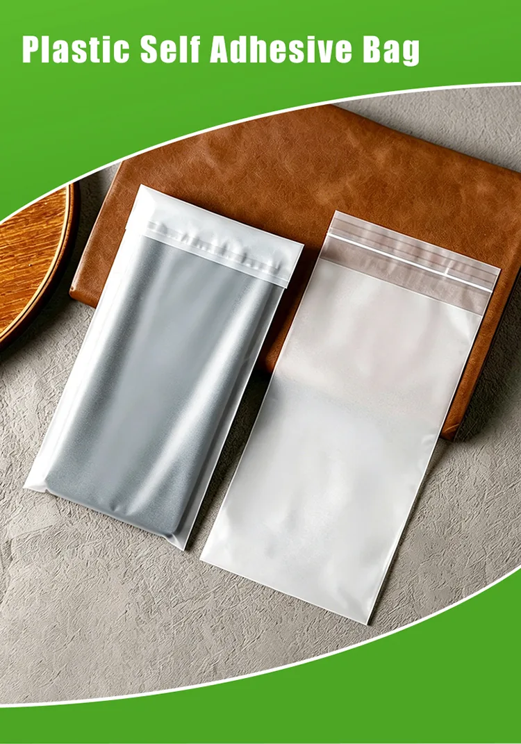 Custom LOGO Semi Transparent Frosted Cpe Garment Packaging Self-adhesive Plastic Matte EVA Poly Sock Clothing Bag