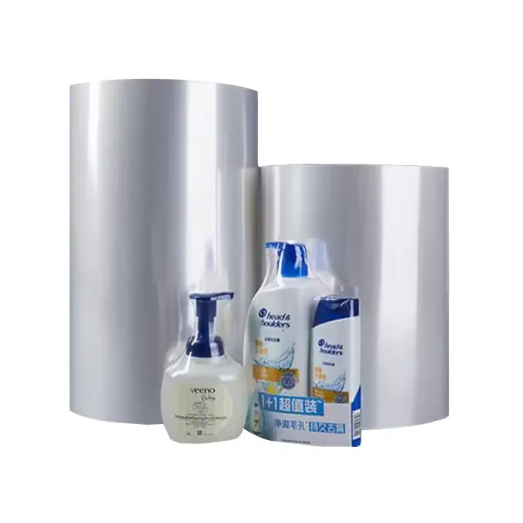 Custom Logo Soft Plain Moisture Proof Polyolefin Shrink Film Bags Heat Shrinkable Wraps for Cosmetic Shampoo Candle Perfume Gift