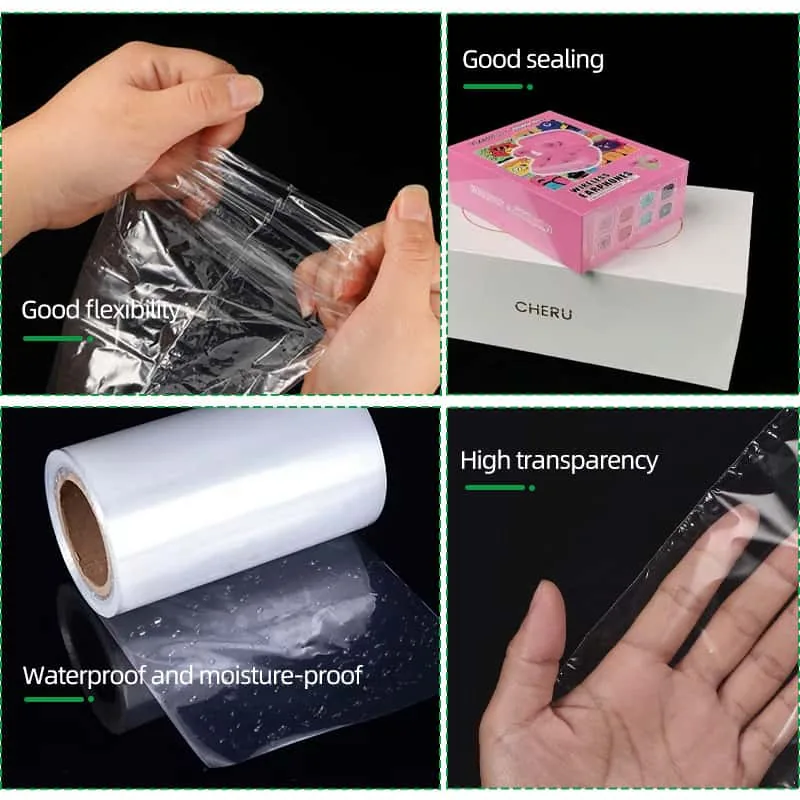 Custom Logo Soft Plain Moisture Proof Polyolefin Shrink Film Bags Heat Shrinkable Wraps for Cosmetic Shampoo Candle Perfume Gift