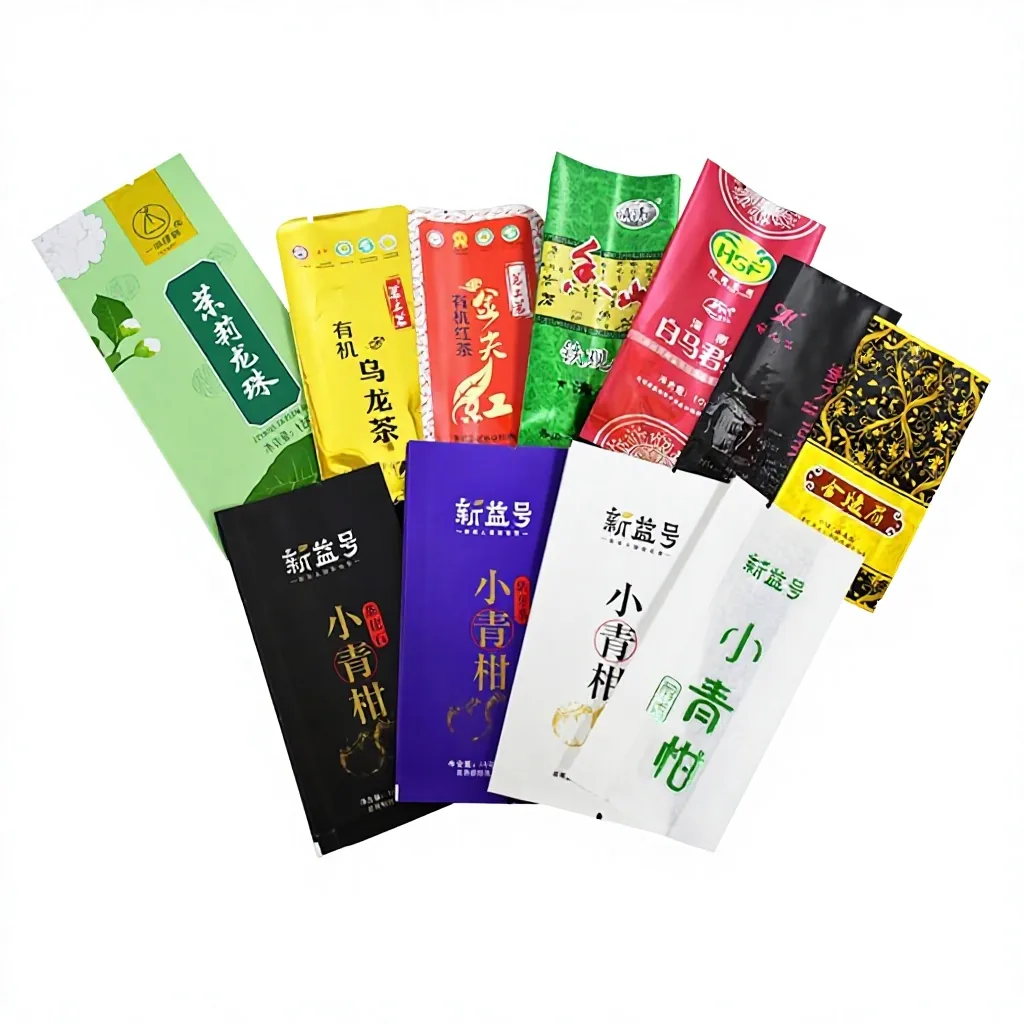 Custom-made Food Grade Kraft Paper Aluminum Foil Accordion Bags for Small Qinggan Red & Green Tea Sachets and Da Hong Pao