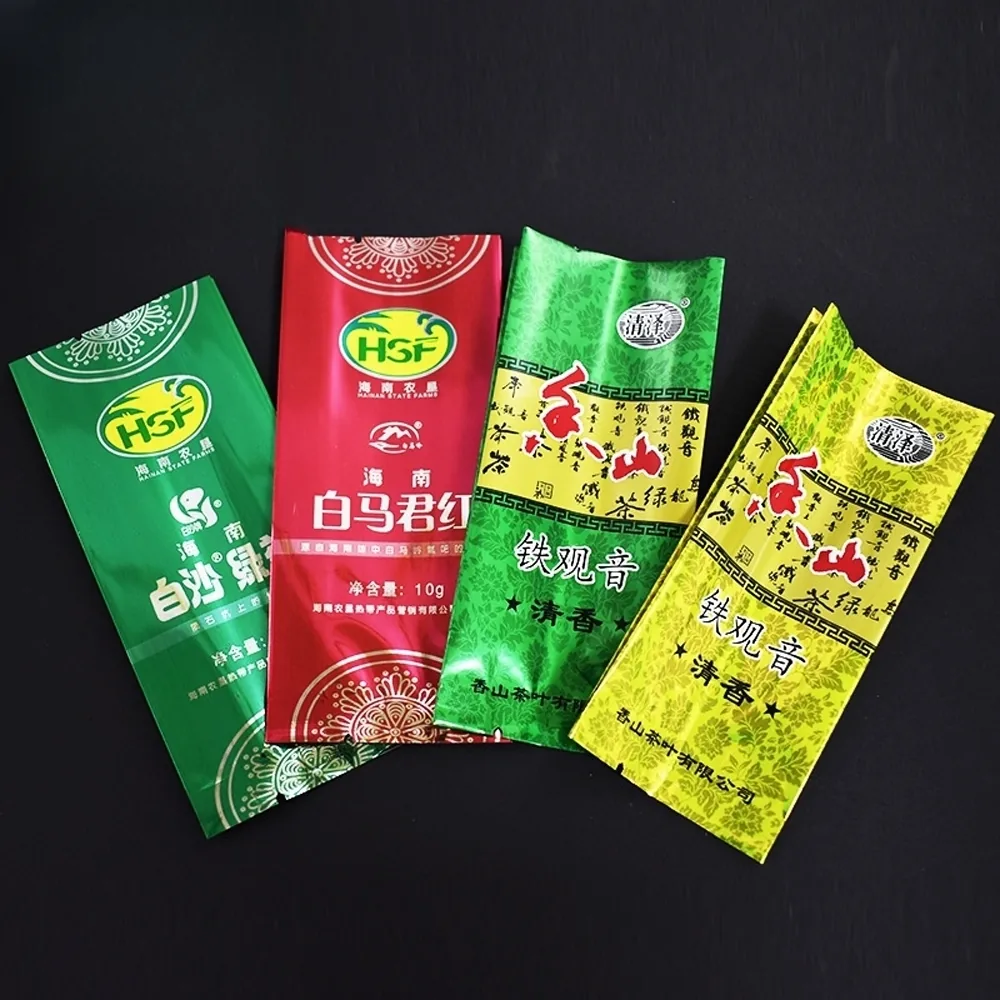 Custom-made Food Grade Kraft Paper Aluminum Foil Accordion Bags for Small Qinggan Red & Green Tea Sachets and Da Hong Pao