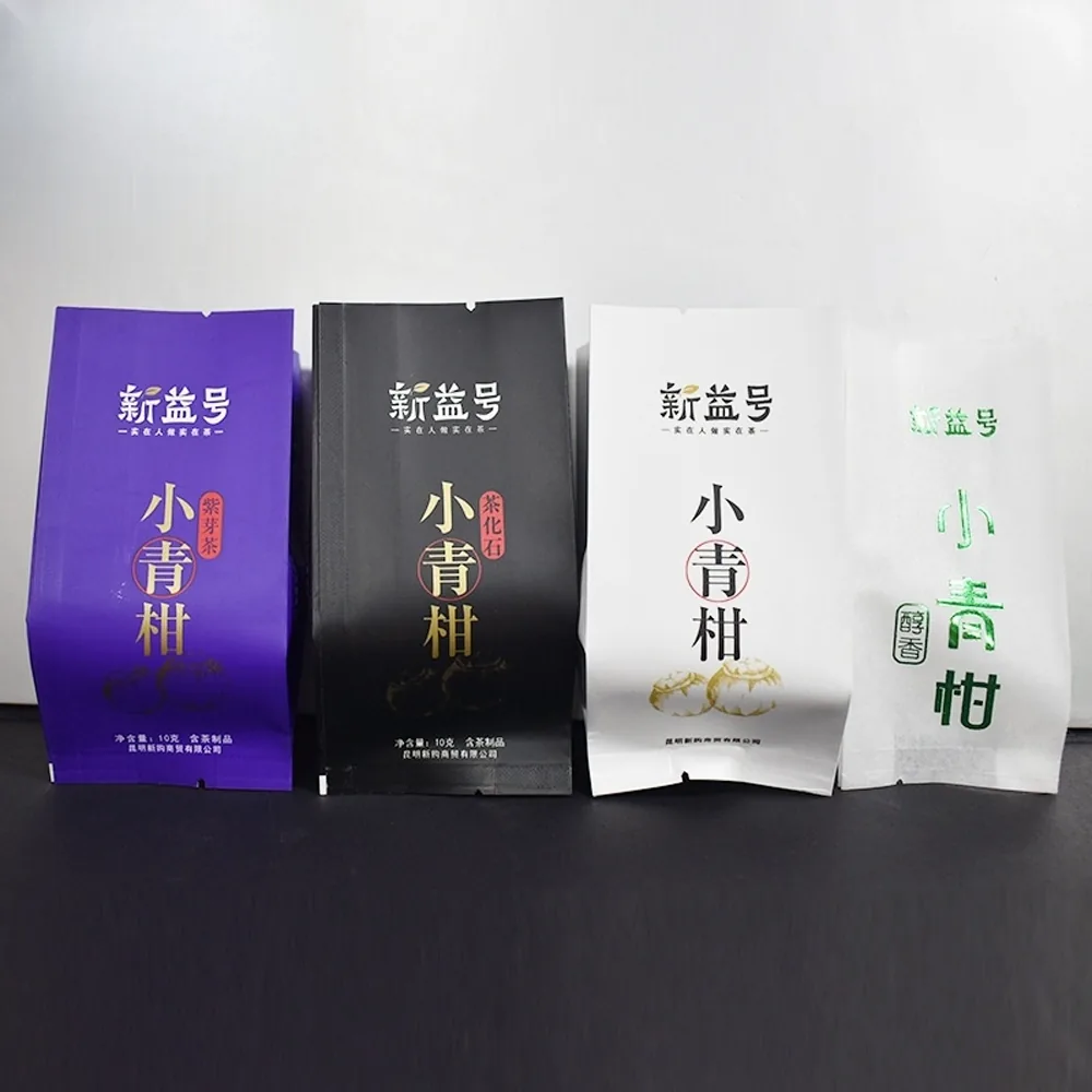 Custom-made Food Grade Kraft Paper Aluminum Foil Accordion Bags for Small Qinggan Red & Green Tea Sachets and Da Hong Pao