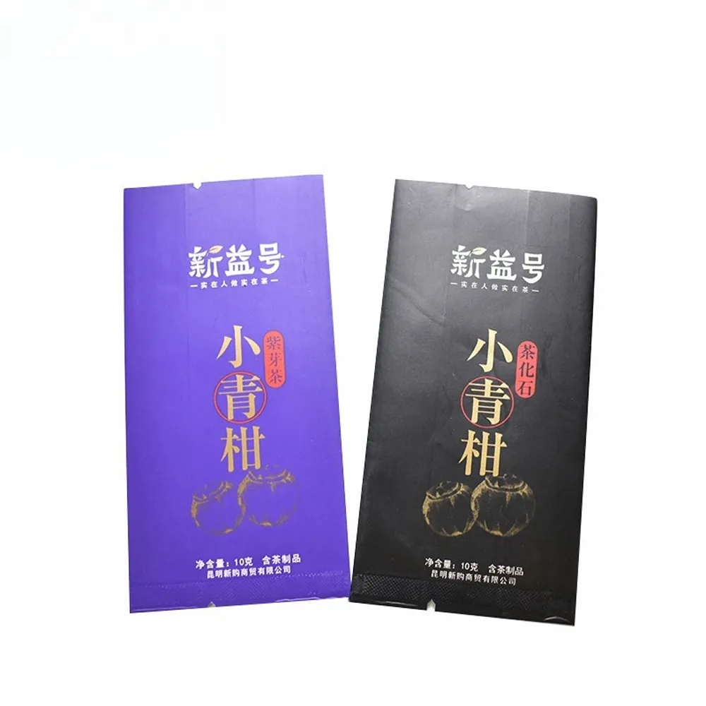 Custom-made Food Grade Kraft Paper Aluminum Foil Accordion Bags for Small Qinggan Red & Green Tea Sachets and Da Hong Pao