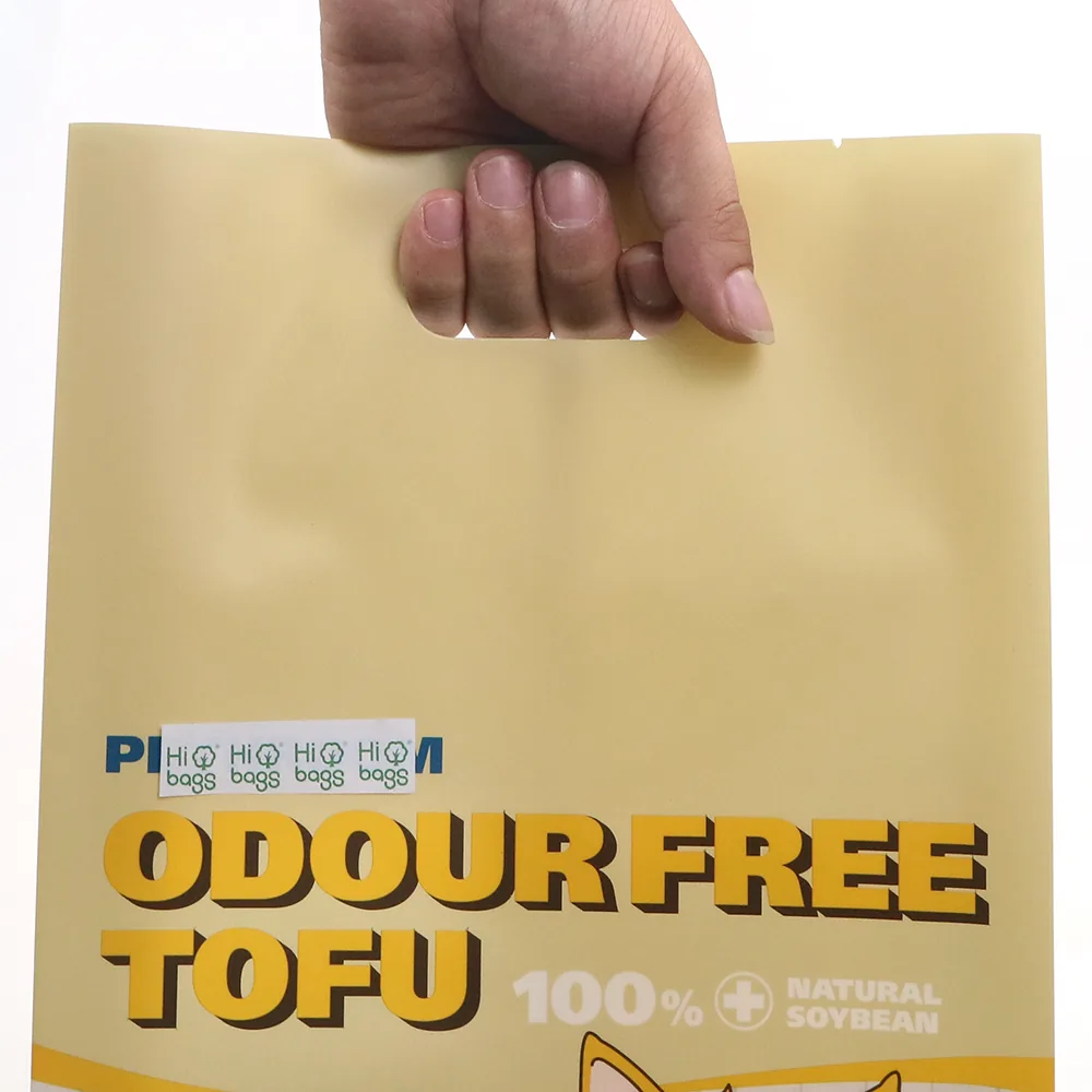Custom Material Logo Plastic Packaging Tofu Cat Litter Sand Bag with Handle