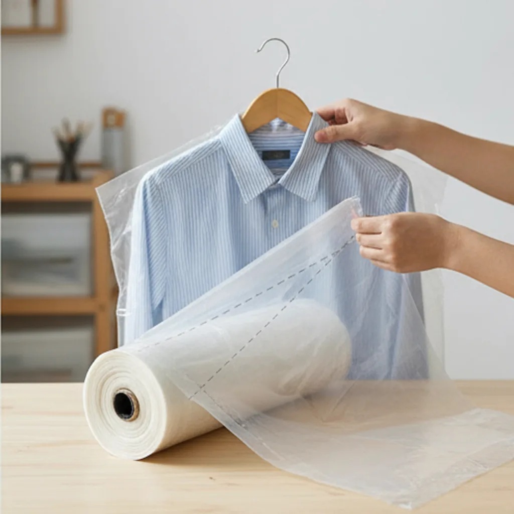 Custom Transparent PE Garment Suit Cover Bags on Roll for Dry Cleaning, Duffel and Dust Covers with Custom Logo