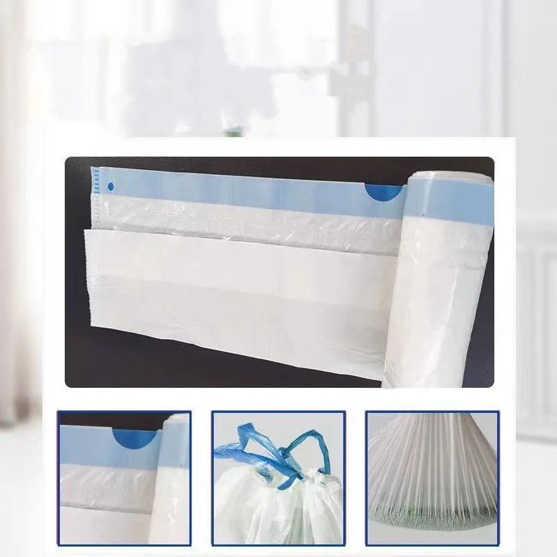 Custom PE Plastic Drawstring Waste Bag for Cat Litter Box Clear Poop and Cat Diaper Garbage for Household Use