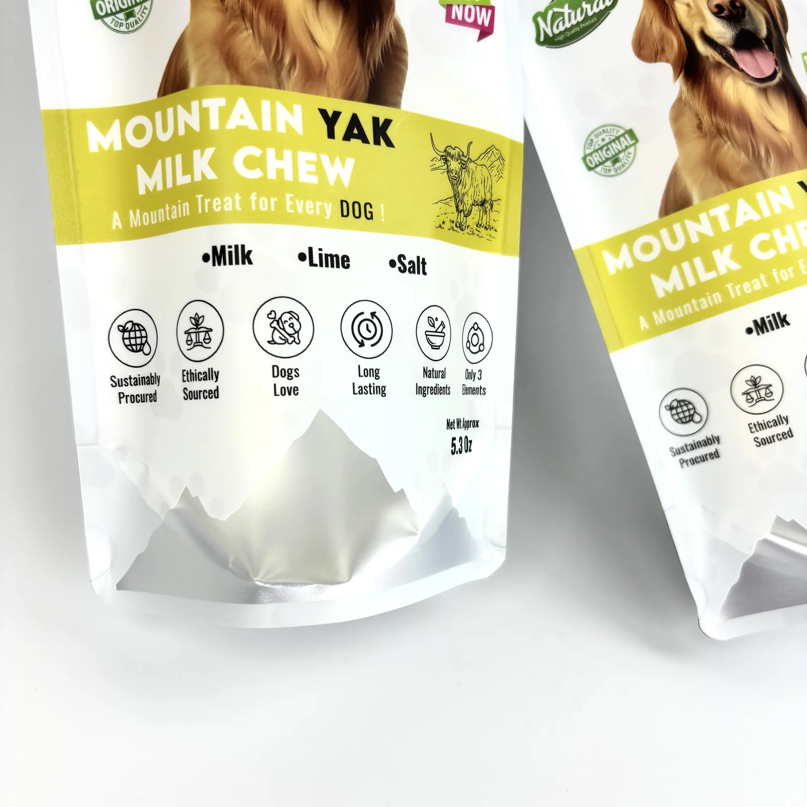 Custom Plastic Mylar Stand Pouch Zipper Top Smell Proof Aluminum Foil Food Grade for Pet Cat Dog Treats Chewing Gum Canned Food