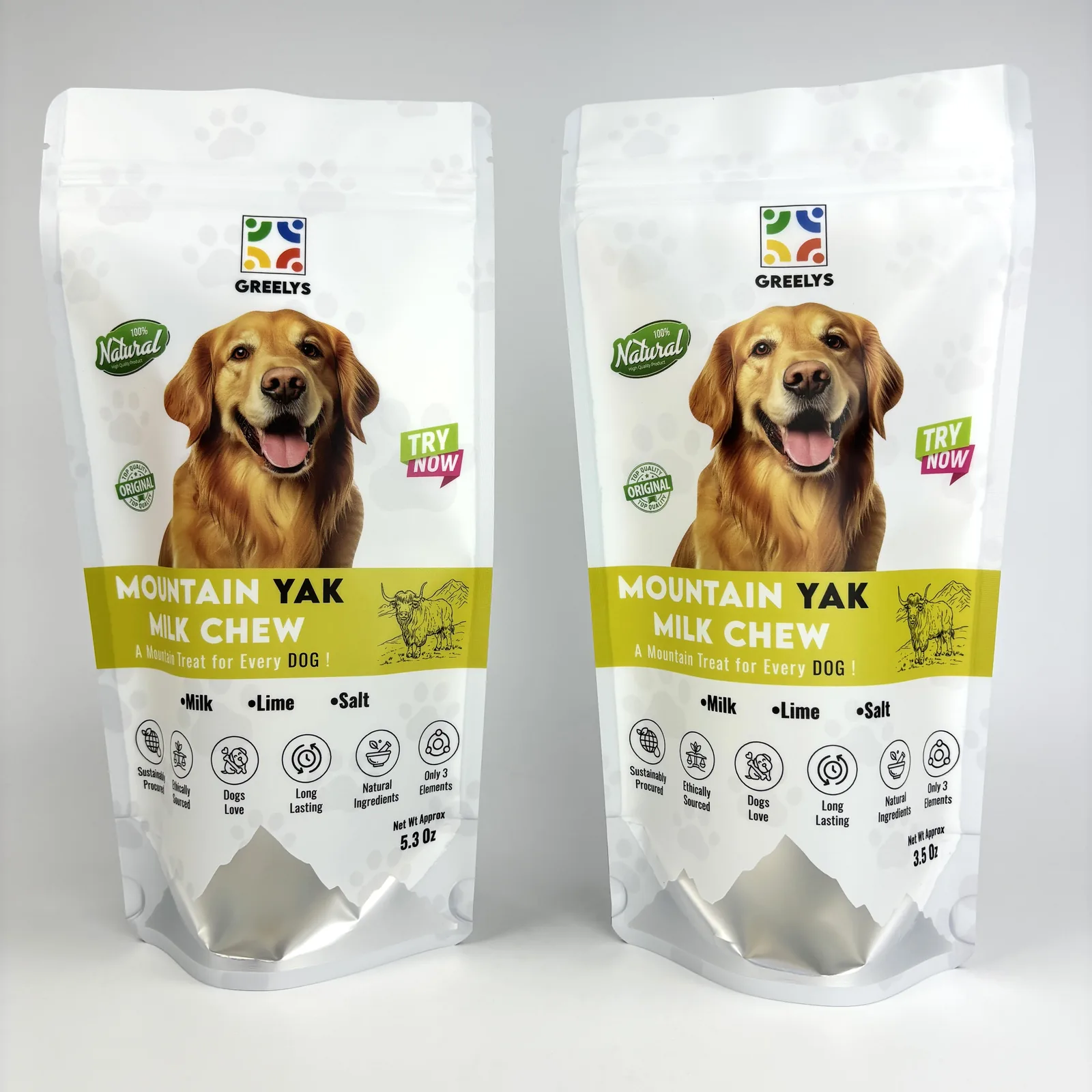 Custom Plastic Mylar Stand Pouch Zipper Top Smell Proof Aluminum Foil Food Grade for Pet Cat Dog Treats Chewing Gum Canned Food