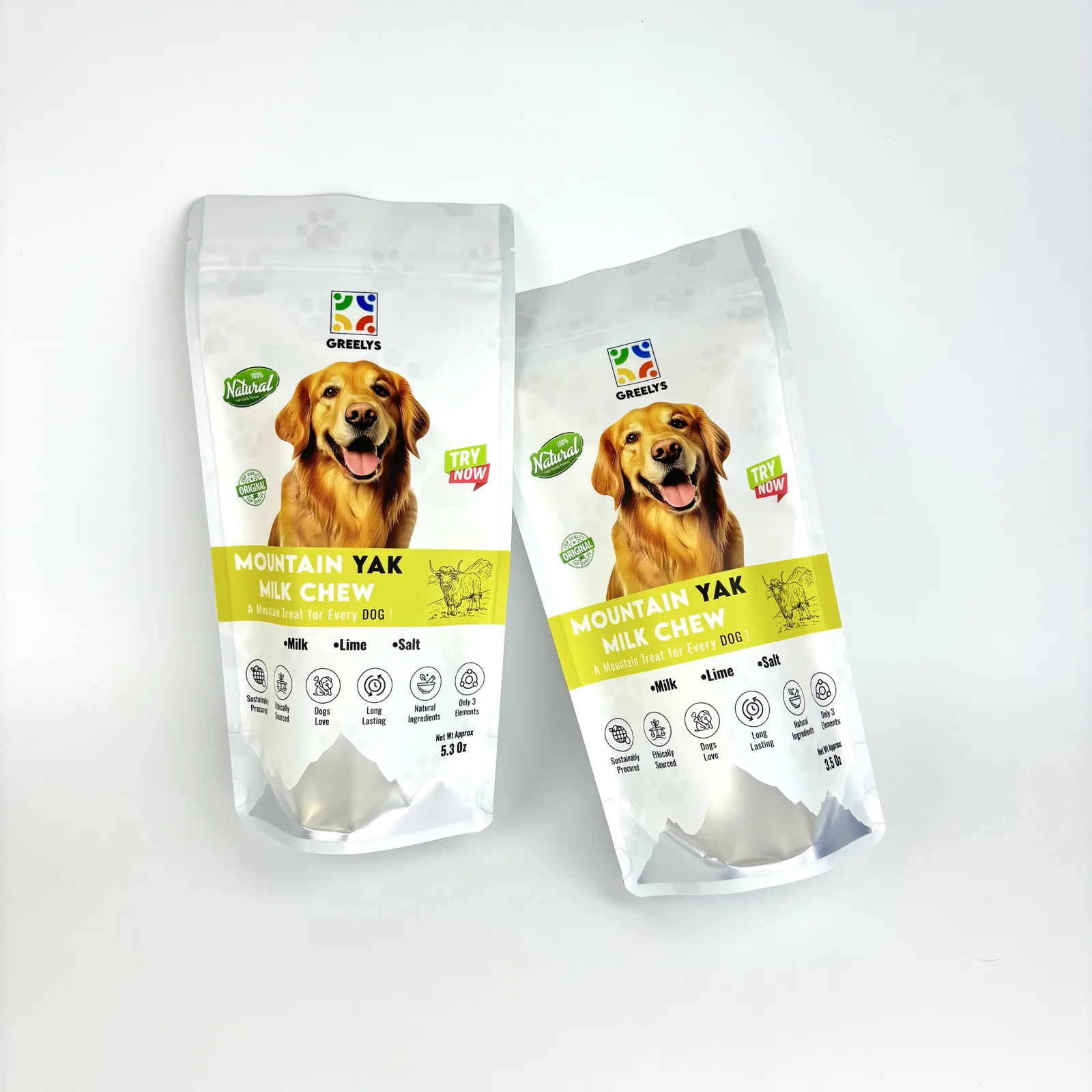 Custom Plastic Mylar Stand Pouch Zipper Top Smell Proof Aluminum Foil Food Grade for Pet Cat Dog Treats Chewing Gum Canned Food