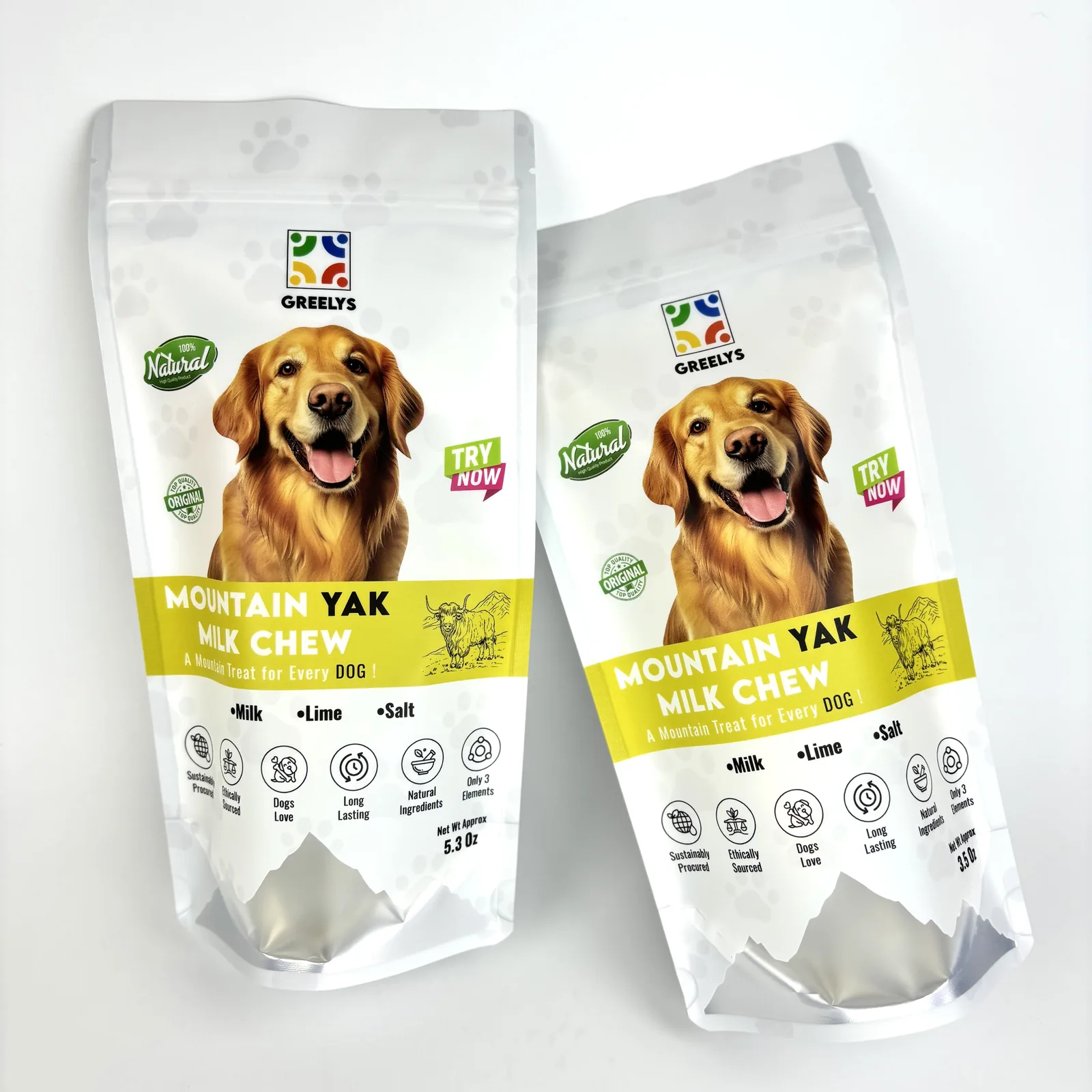 Custom Plastic Mylar Stand Pouch Zipper Top Smell Proof Aluminum Foil Food Grade for Pet Cat Dog Treats Chewing Gum Canned Food