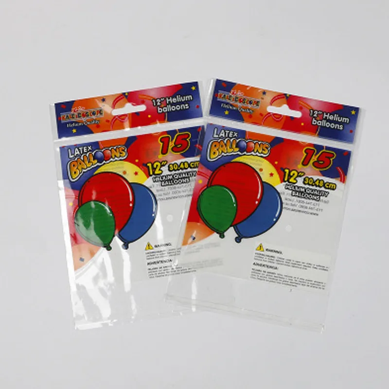Custom Print logo clear Transparent OPP Self Adhesive Balloon Plastic Packaging Bag with Header hang Hole