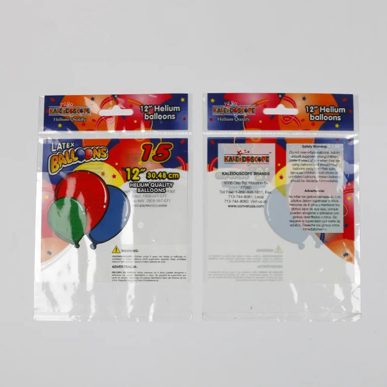 Custom Print logo clear Transparent OPP Self Adhesive Balloon Plastic Packaging Bag with Header hang Hole