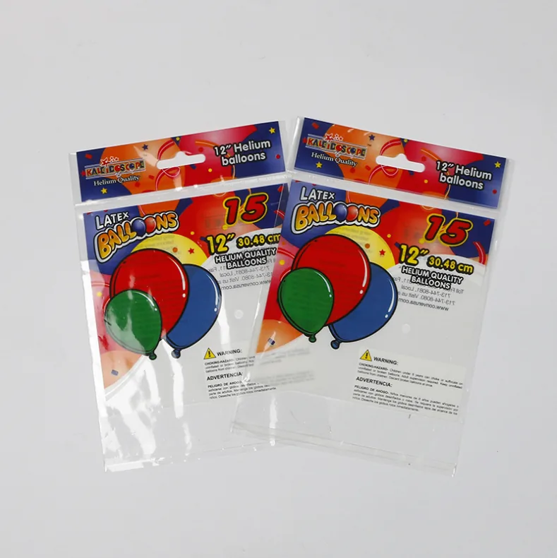 Custom Print logo clear Transparent OPP Self Adhesive Balloon Plastic Packaging Bag with Header hang Hole