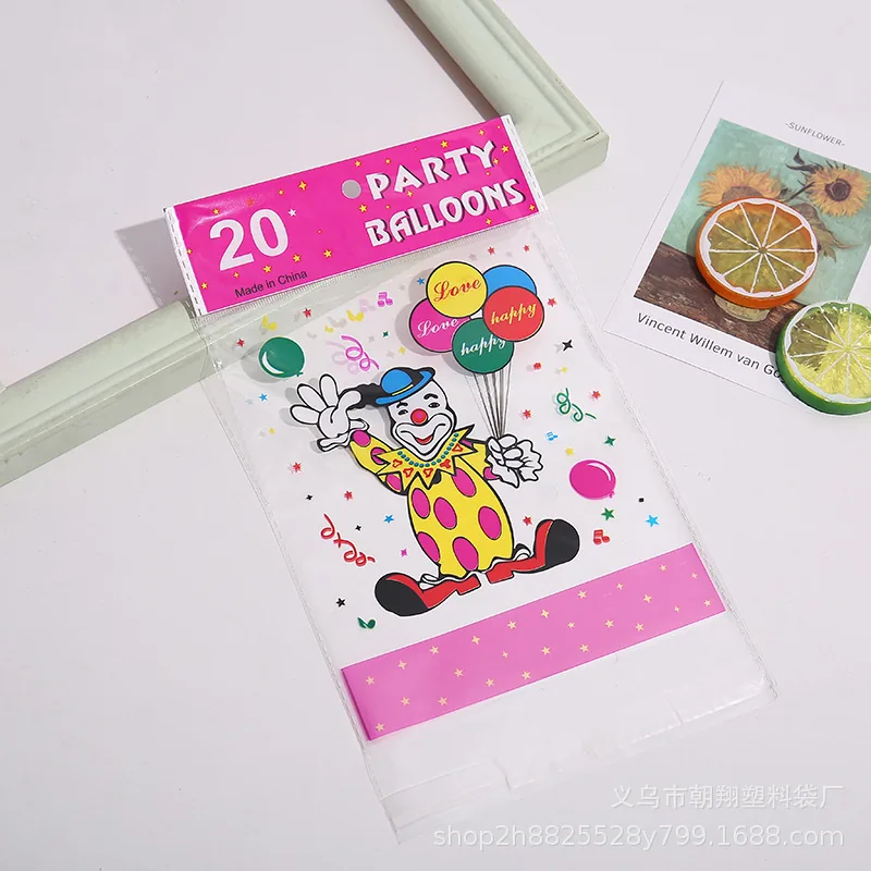 Custom Print logo clear Transparent OPP Self Adhesive Balloon Plastic Packaging Bag with Header hang Hole