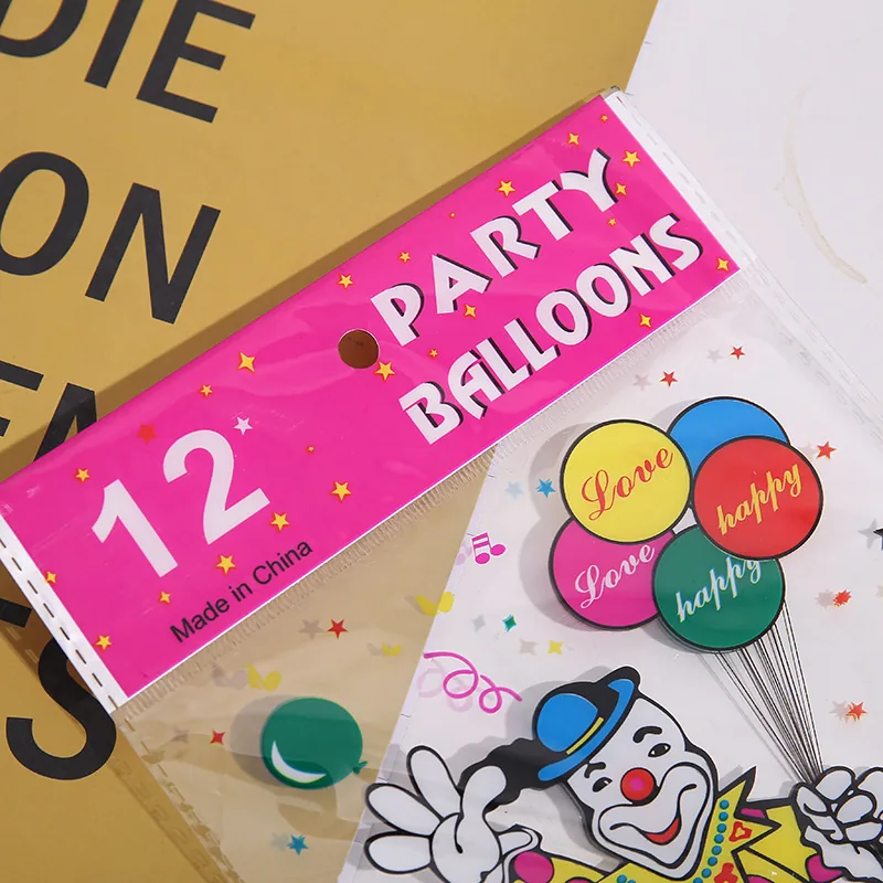 Custom Print logo clear Transparent OPP Self Adhesive Balloon Plastic Packaging Bag with Header hang Hole