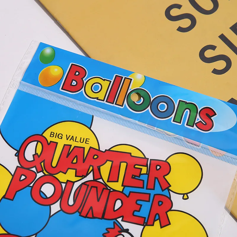 Custom Print logo clear Transparent OPP Self Adhesive Balloon Plastic Packaging Bag with Header hang Hole