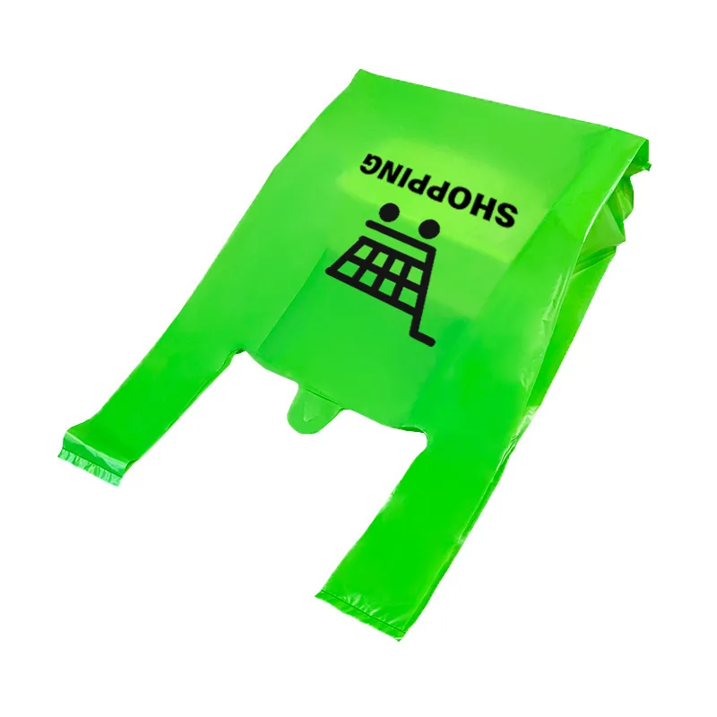 Custom Print Plastic Vest Carrier Bags White Black Green Yellow Thank You HDPE T-shirt Bag Disposable Food Take Out Shopping Bag