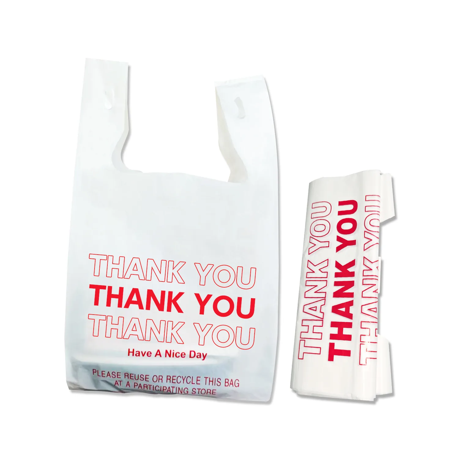 Custom Print Plastic Vest Carrier Bags White Black Green Yellow Thank You HDPE T-shirt Bag Disposable Food Take Out Shopping Bag