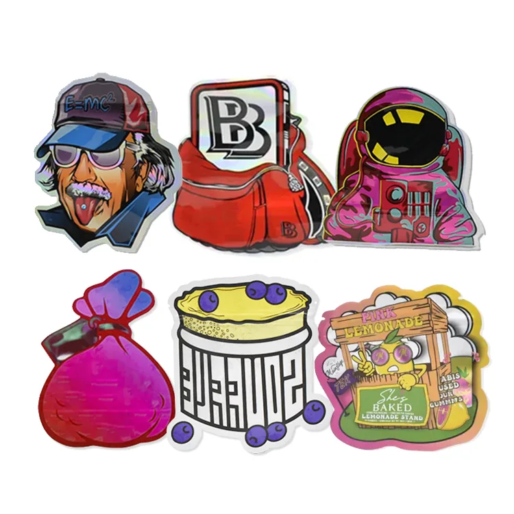 Custom Printed 3.5g Cali Bag Soft Touch Irregularly Shaped Plastic Packaging Die Cut Ziplock Smell Proof Mylar for Chewing Gum