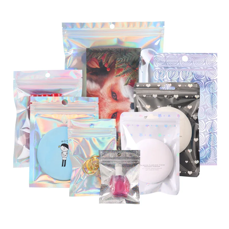 Custom Printed Food Grade Ziplock Snack Stand up Zip Lock Pouch Printed Plastic Holographic Packaging Bag