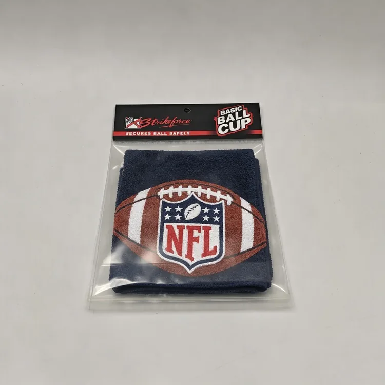Custom Printed Hang Hole Header Card Clear Poly Bag for Football Towel Sports Cleaning Cloth Game Accessory Retail Packaging