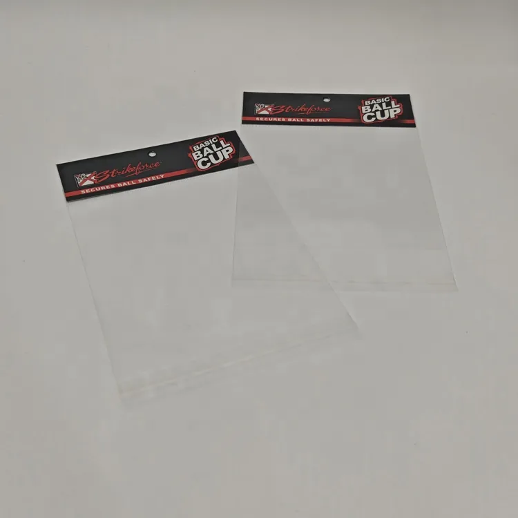 Custom Printed Hang Hole Header Card Clear Poly Bag for Football Towel Sports Cleaning Cloth Game Accessory Retail Packaging