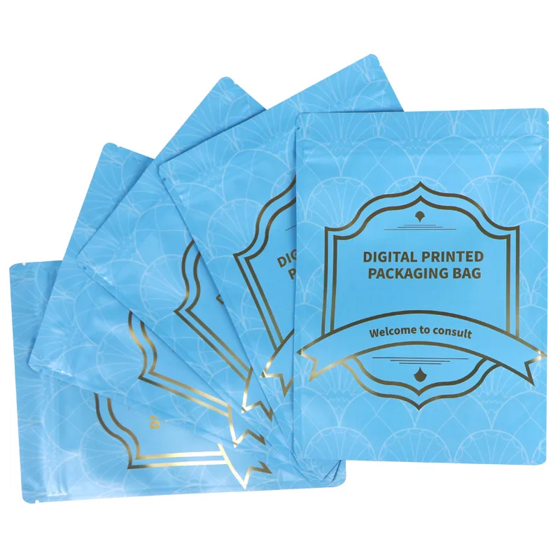 Custom Printed logo Matt Black Coffee Beans Yam Flour Cassava Flakes Aluminum Foil Flat Bottom Stand up Bag
