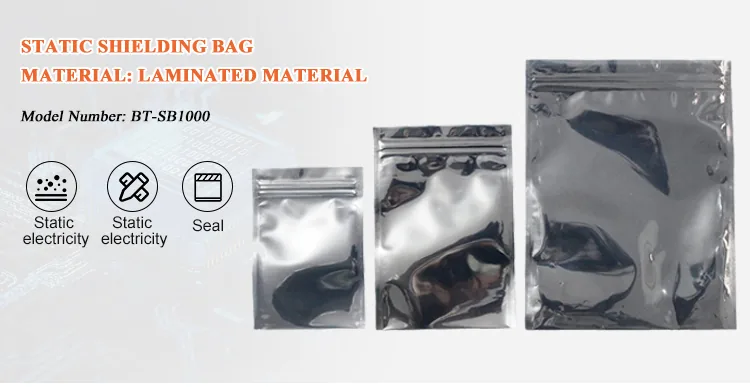 Custom Printed Translucent Electronic Packaging Metallic Laminated Static Shielding Esd Plastic Bag