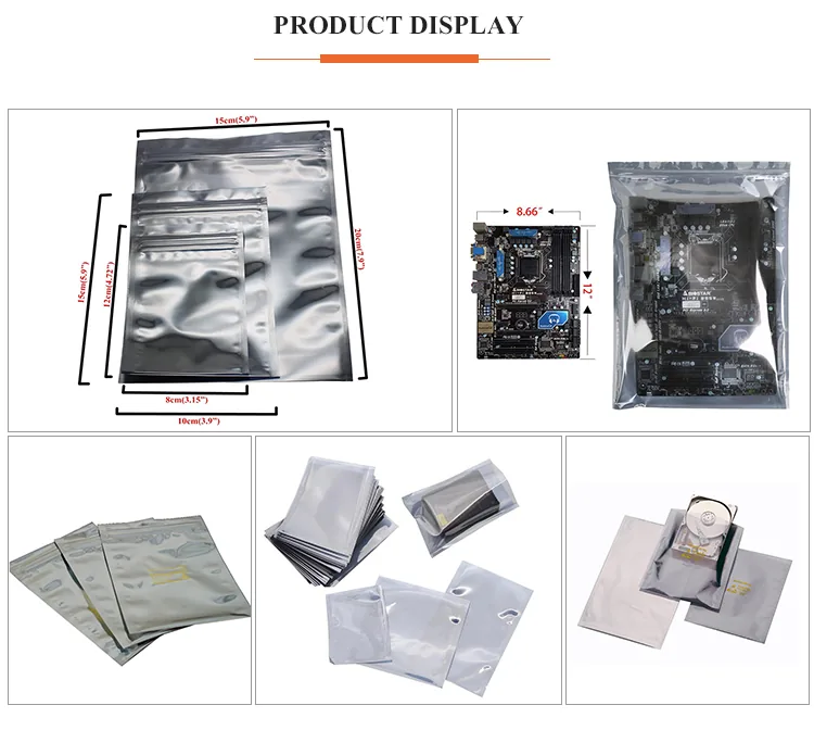 Custom Printed Translucent Electronic Packaging Metallic Laminated Static Shielding Esd Plastic Bag