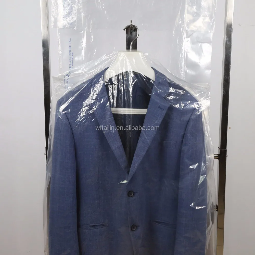 Custom Printing clear Ldpe Garment Bag for Clothes Dry Cleaning Cover on Roll