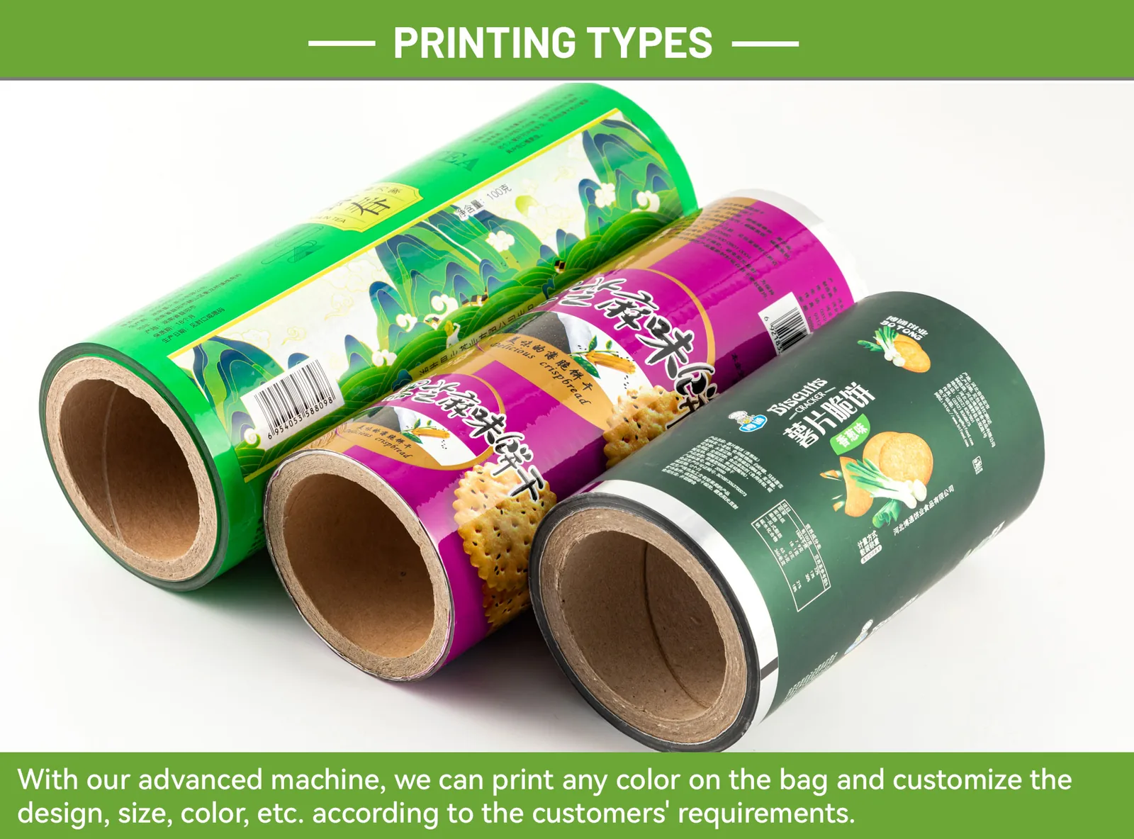 Custom Printing Laminated Flexible Automatic Flowpack Wrappers Food Plastic Packaging Materials Sachet Film Roll