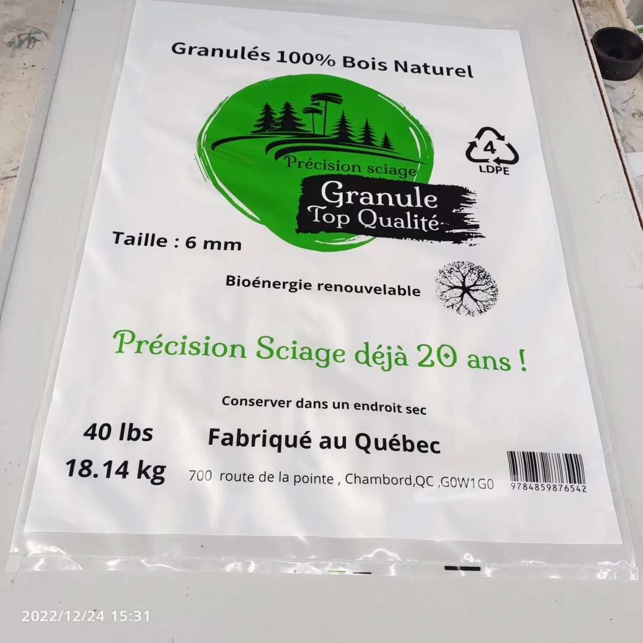 Custom Printing Transparent 15kg Plastic Bag for Wood Pellets