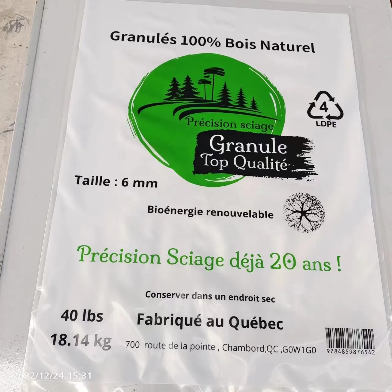 Custom Printing Transparent 15kg Plastic Bag for Wood Pellets