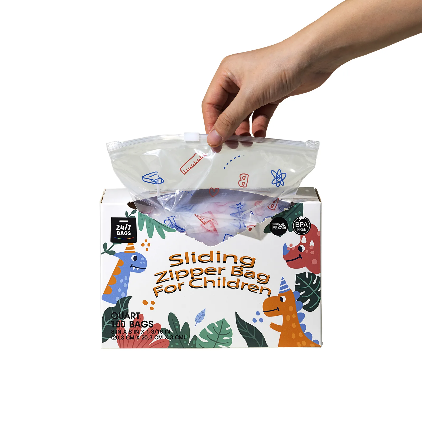 Custom Reusable Food Grade Clear Sandwich Zip Lock Plastic Bag in Color Box