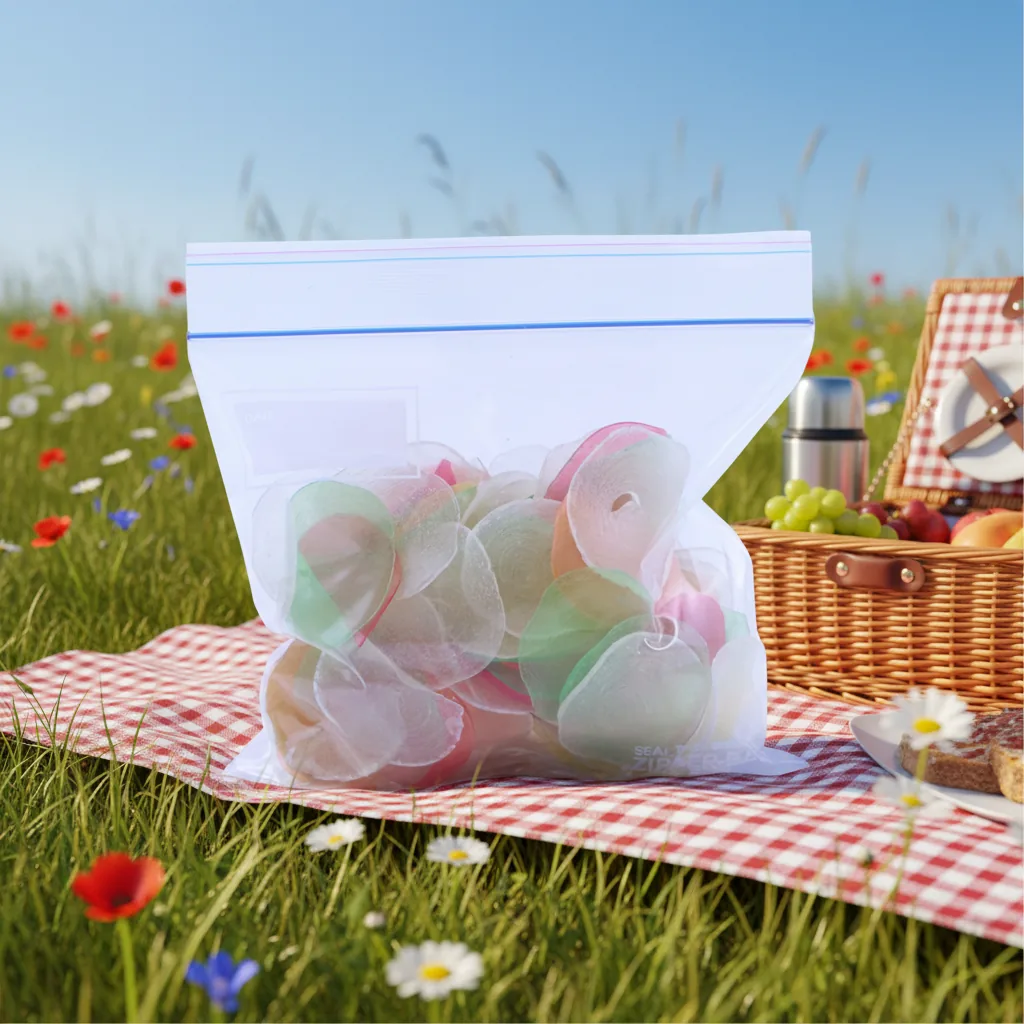 Custom Reusable Food Grade Clear Sandwich Zip Lock Plastic Bag in Color Box