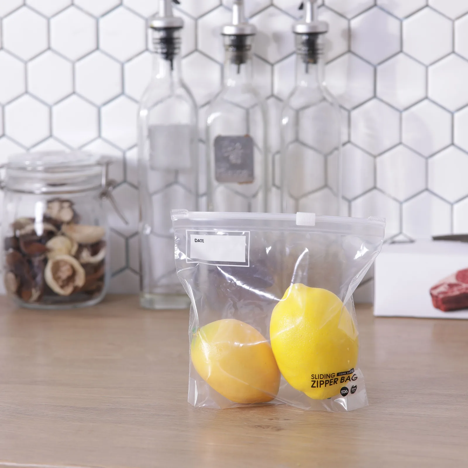 Custom Reusable Food Grade Clear Sandwich Zip Lock Plastic Bag in Color Box
