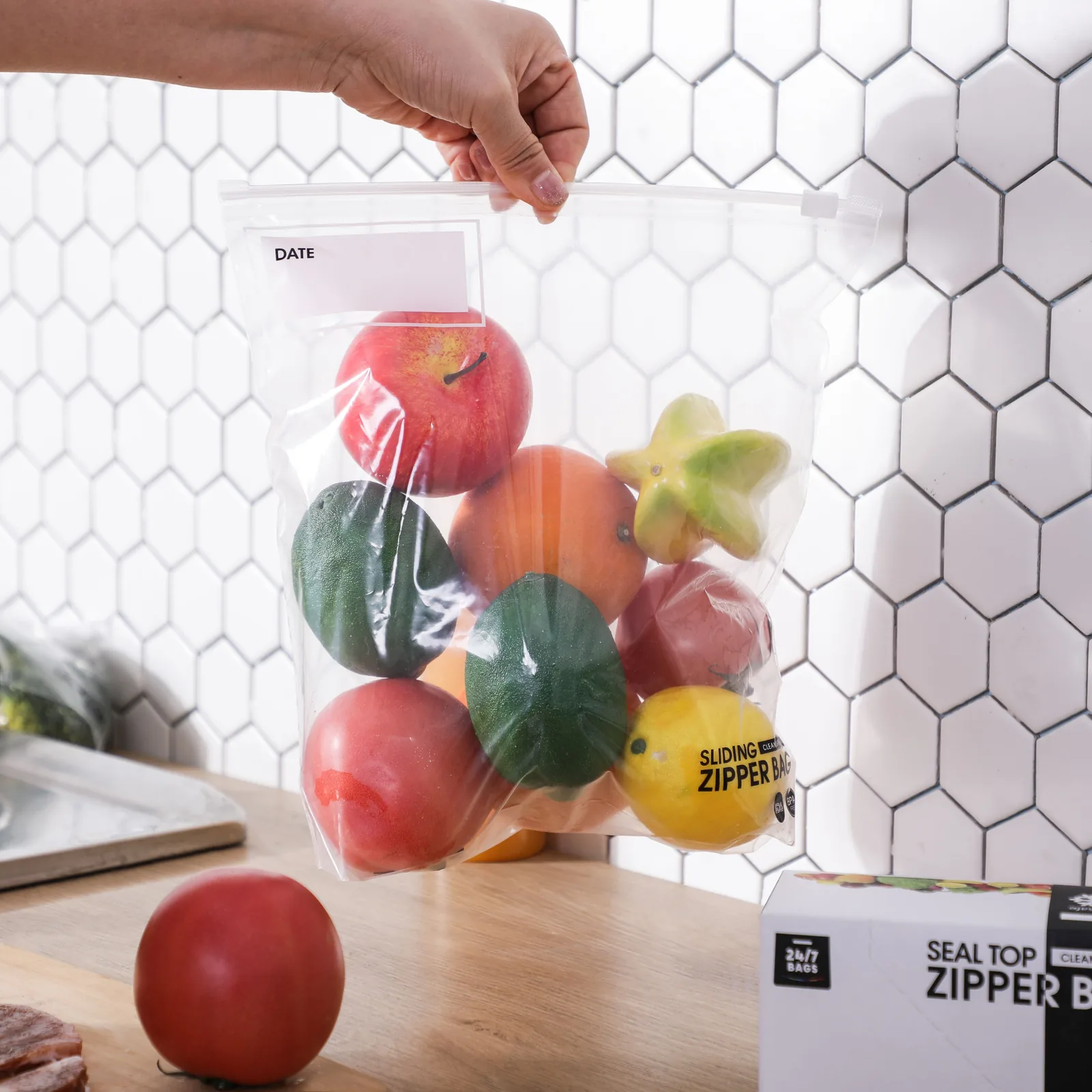 Custom Reusable Food Grade Clear Sandwich Zip Lock Plastic Bag in Color Box