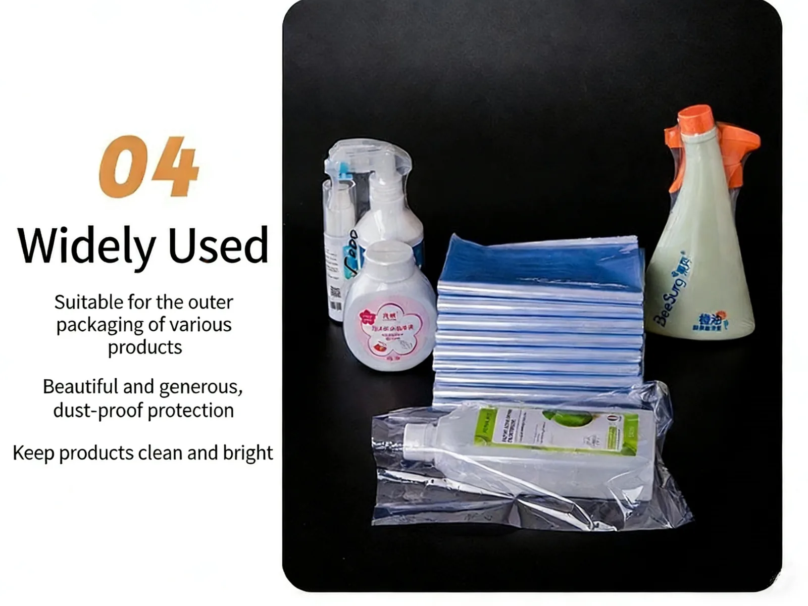 Custom Size Transparent PVC/POF Heat Shrink Film Shrink Wrap Bags for Bottle or Box Packaging