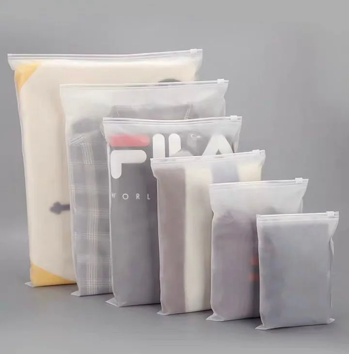 Custom Sized Waterproof Transparent Thick Pvc Clothes clear Plastic Ziplock Bags Matte Poly Frosted PE Zipper Bag for Clothing