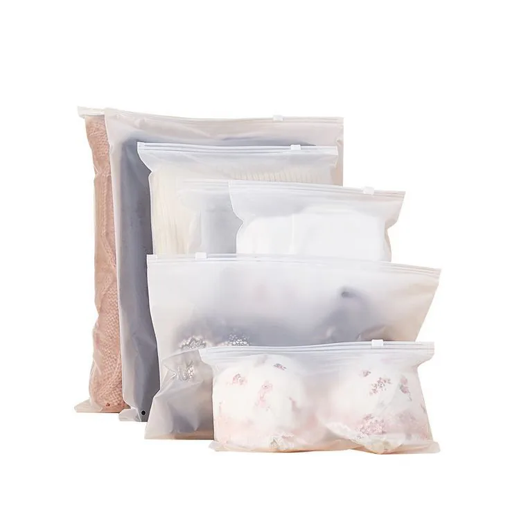 Custom Sized Waterproof Transparent Thick Pvc Clothes clear Plastic Ziplock Bags Matte Poly Frosted PE Zipper Bag for Clothing