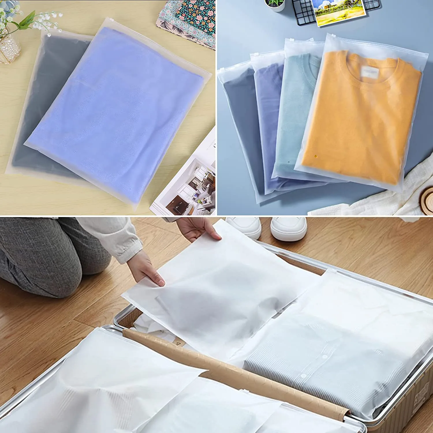 Custom Sized Waterproof Transparent Thick Pvc Clothes clear Plastic Ziplock Bags Matte Poly Frosted PE Zipper Bag for Clothing
