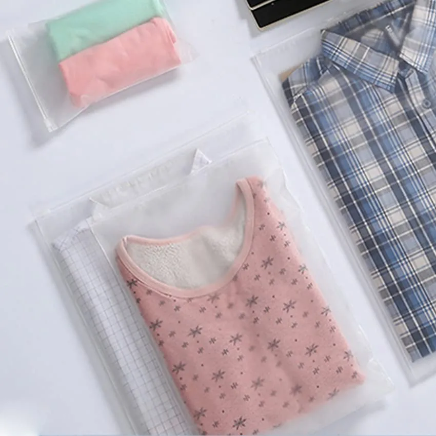 Custom Sized Waterproof Transparent Thick Pvc Clothes clear Plastic Ziplock Bags Matte Poly Frosted PE Zipper Bag for Clothing