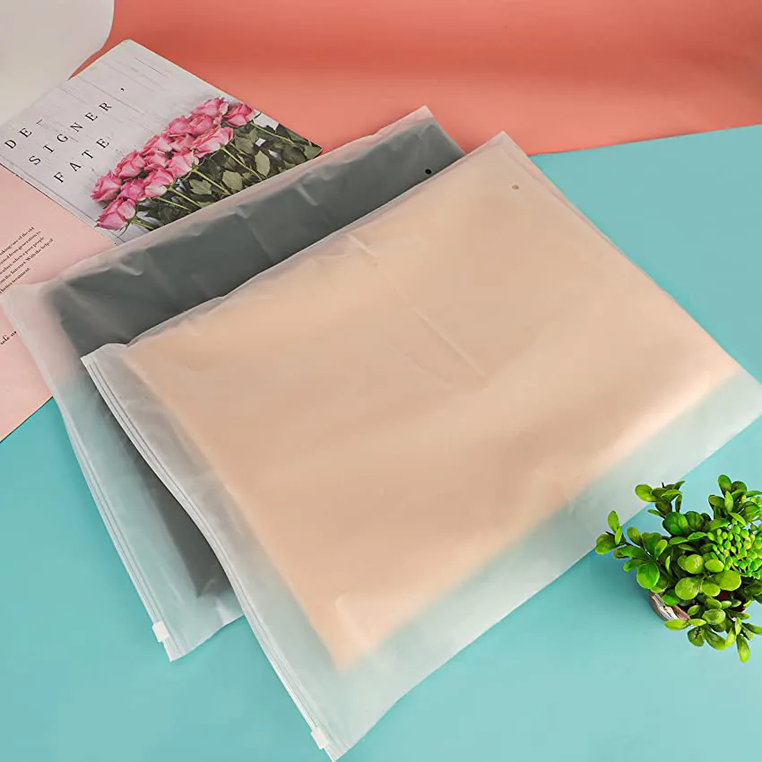 Custom Sized Waterproof Transparent Thick Pvc Clothes clear Plastic Ziplock Bags Matte Poly Frosted PE Zipper Bag for Clothing