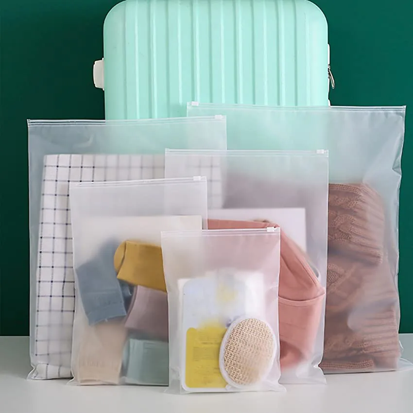 Custom Sized Waterproof Transparent Thick Pvc Clothes clear Plastic Ziplock Bags Matte Poly Frosted PE Zipper Bag for Clothing