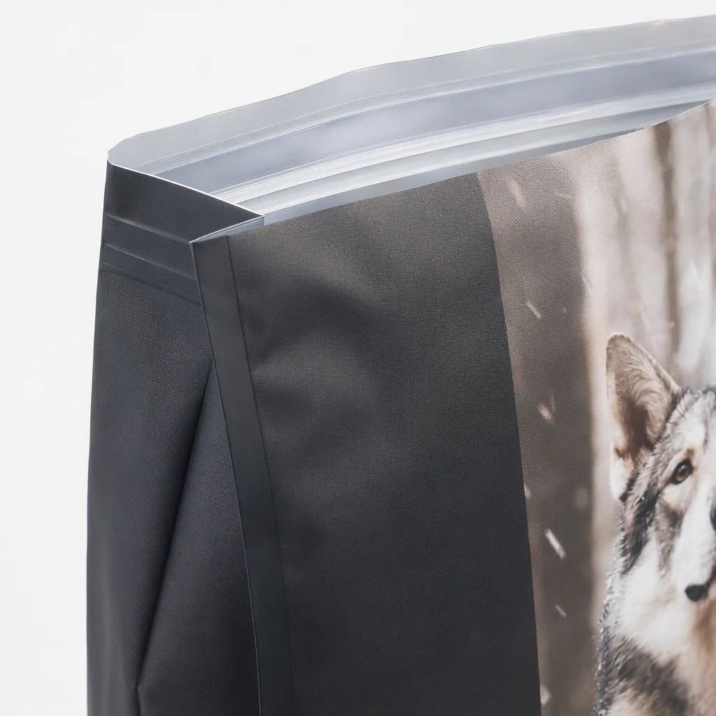 Custom Stand up Pouch With Easy Tear Notch Barrier Pet Dry Food Packing Solution